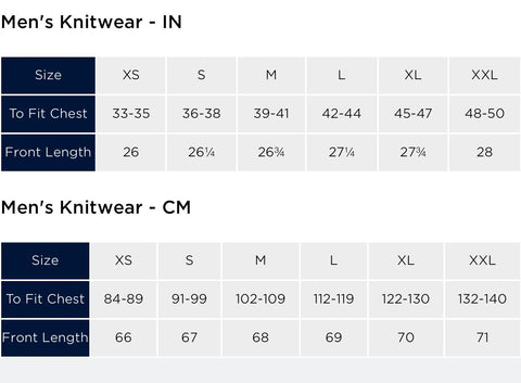 Size Guide - Yorkshiremenswear