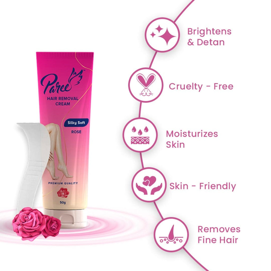 Paree Silky Soft Hair Removal Cream With Rose Extracts  Pack of 3   Soothe Healthcare