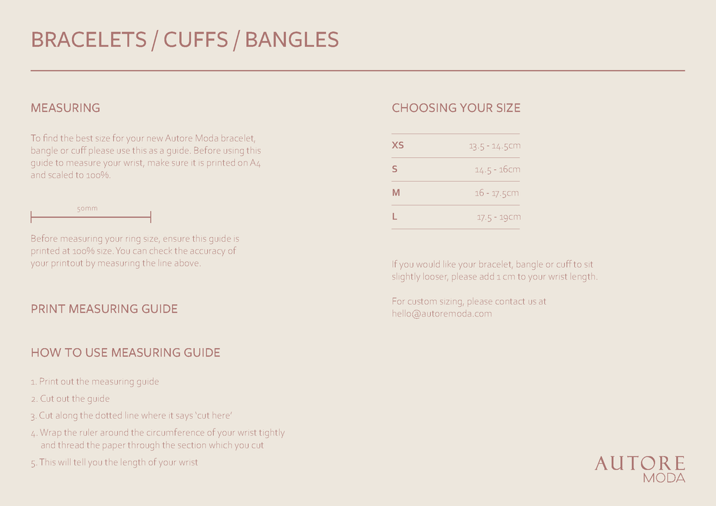 Bracelet Size Guide