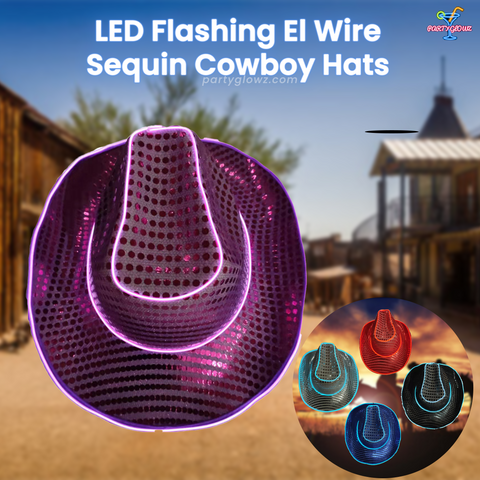 EL Wire Sequined Cowboy Hats