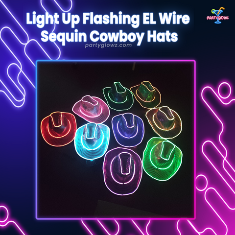 EL Wire Sequin Cowboy Hats