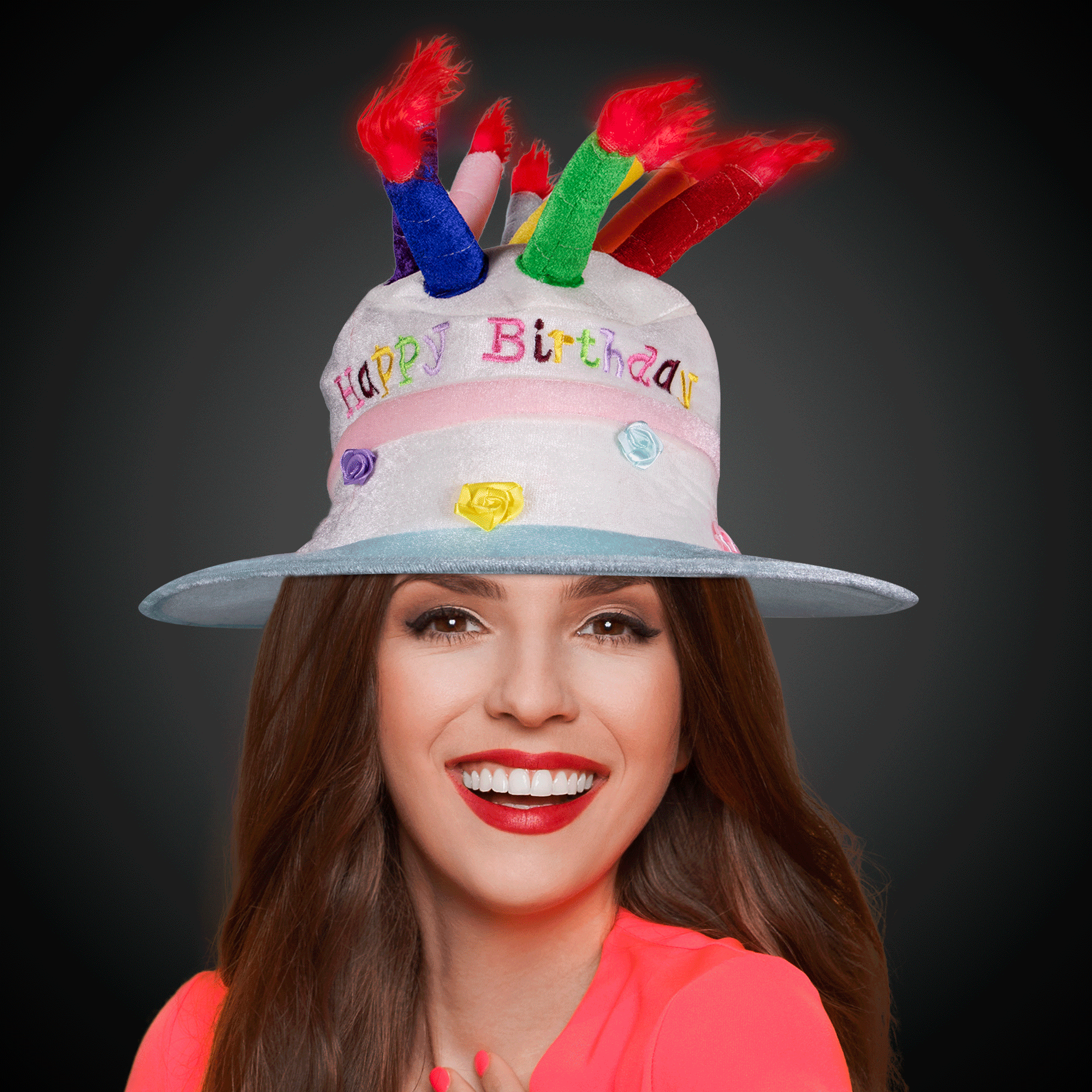 LED Birthday Cake Hat With Light Up Candles