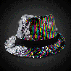 LED Color-Changing Multi-color Sequin Fedora Hat