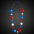 LED Light Up Bead Necklace-Patriotic Colors - Red Blue White - Party Glowz