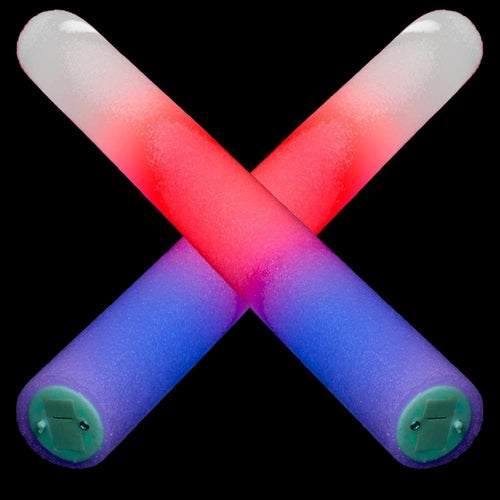 Led Light Up Tri Color Red Blue White Foam Stick Batons 3 Sticks 2323