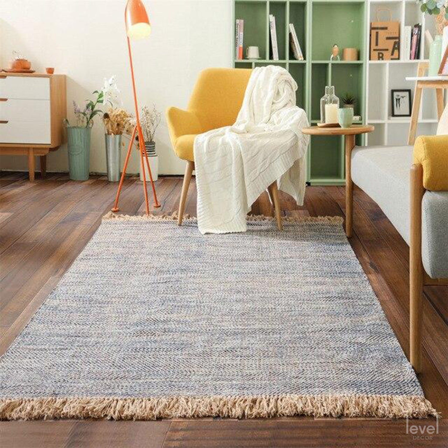 Boho Vintage Cotton and Linen Tassels Floor Rug – Level Decor