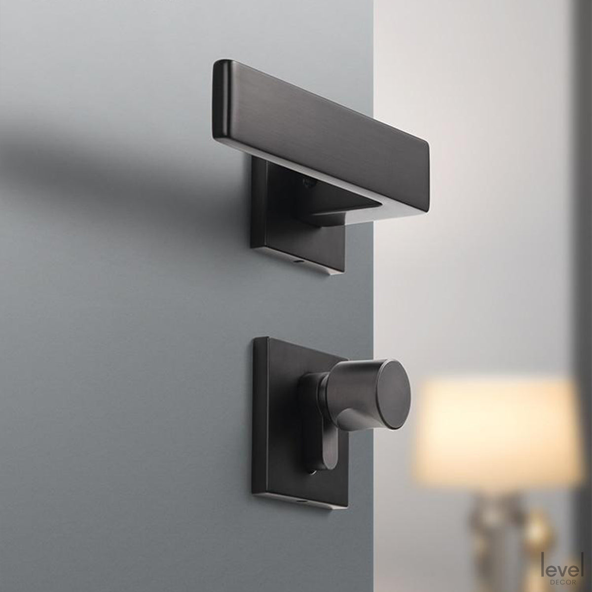 Grey Brushed Wooden Door Handle – Level Decor