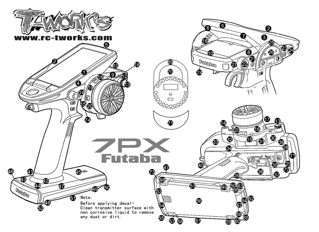 Team AJ TS-040Y 3D カーボン柄プロポスキン 【フタバ7PX・7PXR用 