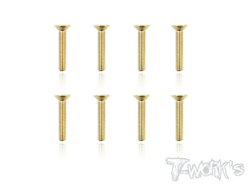 GSS-316C 3mmx16mm Gold Plated Hex. Countersink Steel Screws8pcs.