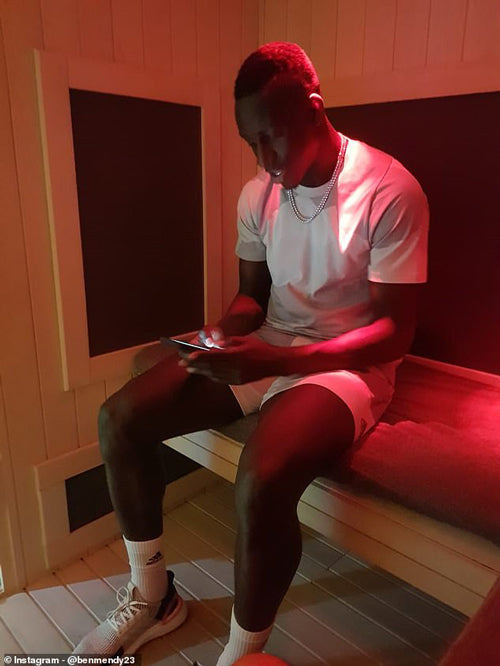 footballer Benjamin Mendy in an infrared sauna