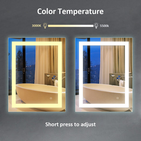 Bathroom mirror with adjustable Color temperature
