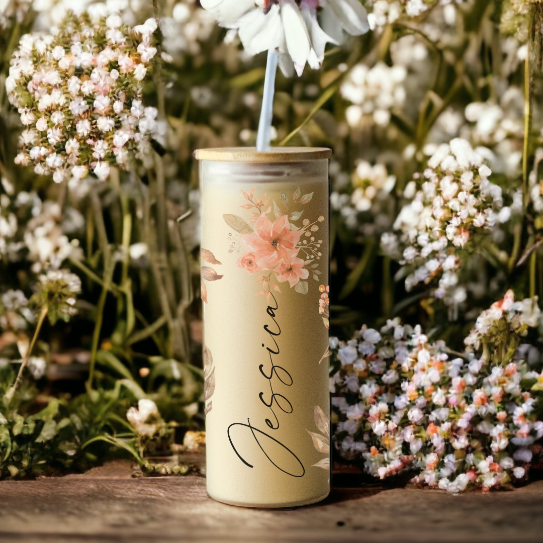 Matcha Glass Tumbler with bamboo lid & straw – Lucky Hazel Designs