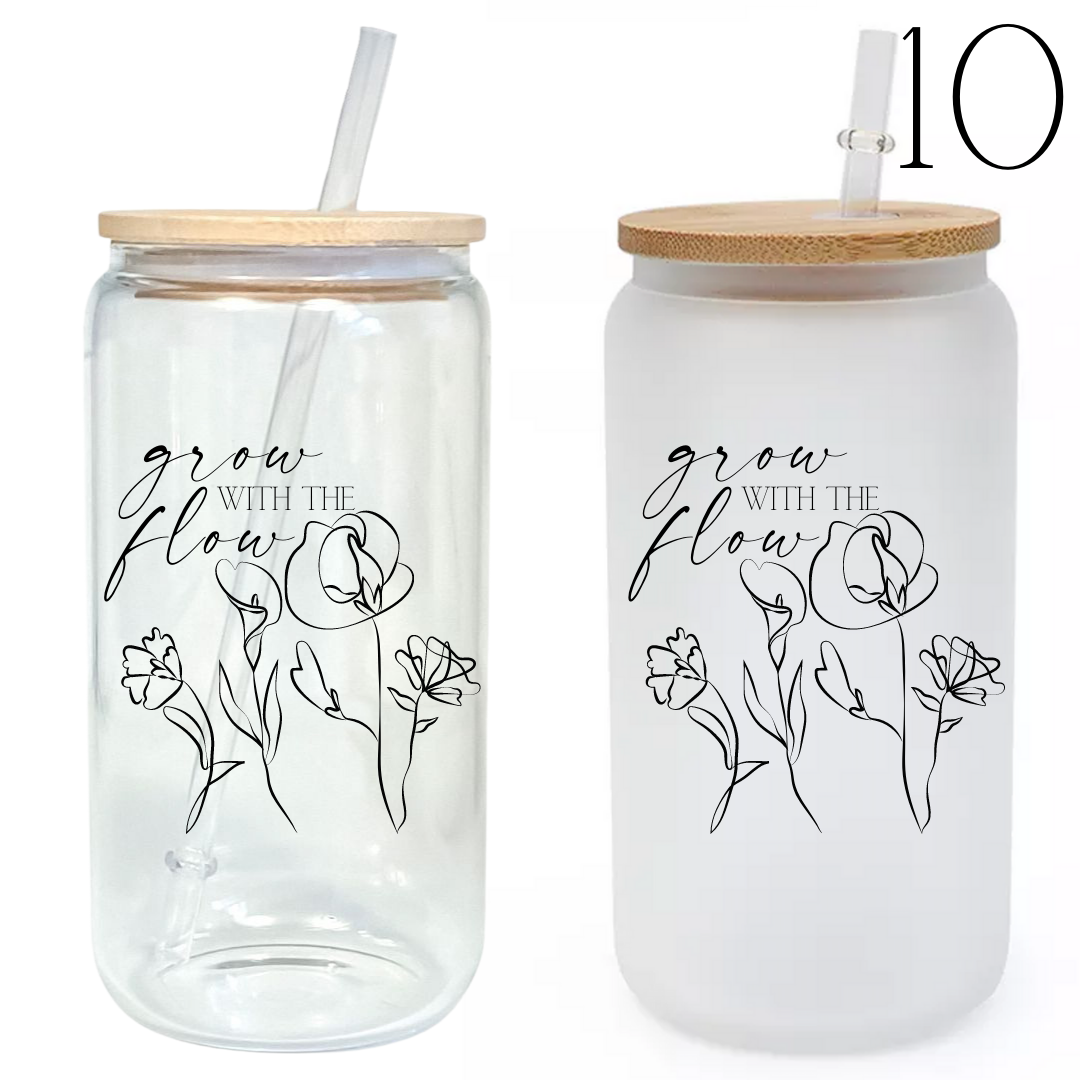 Grow with The Flow Glass Water Bottle with Bamboo Lid