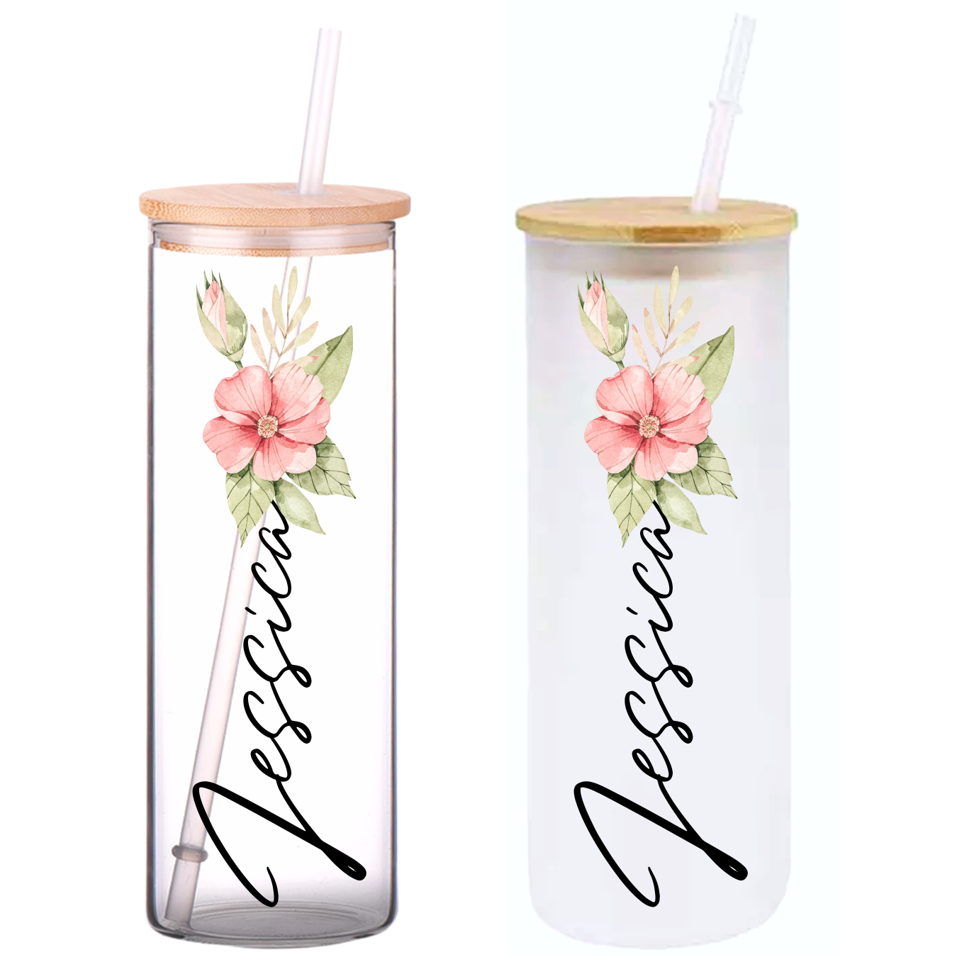 Summer Tumbler Cup Acrylic Tumbler Cup With Flowers Clear Flower Tumbler  With Lid and Straw 18 Oz. Handmade Acrylic Tumbler 