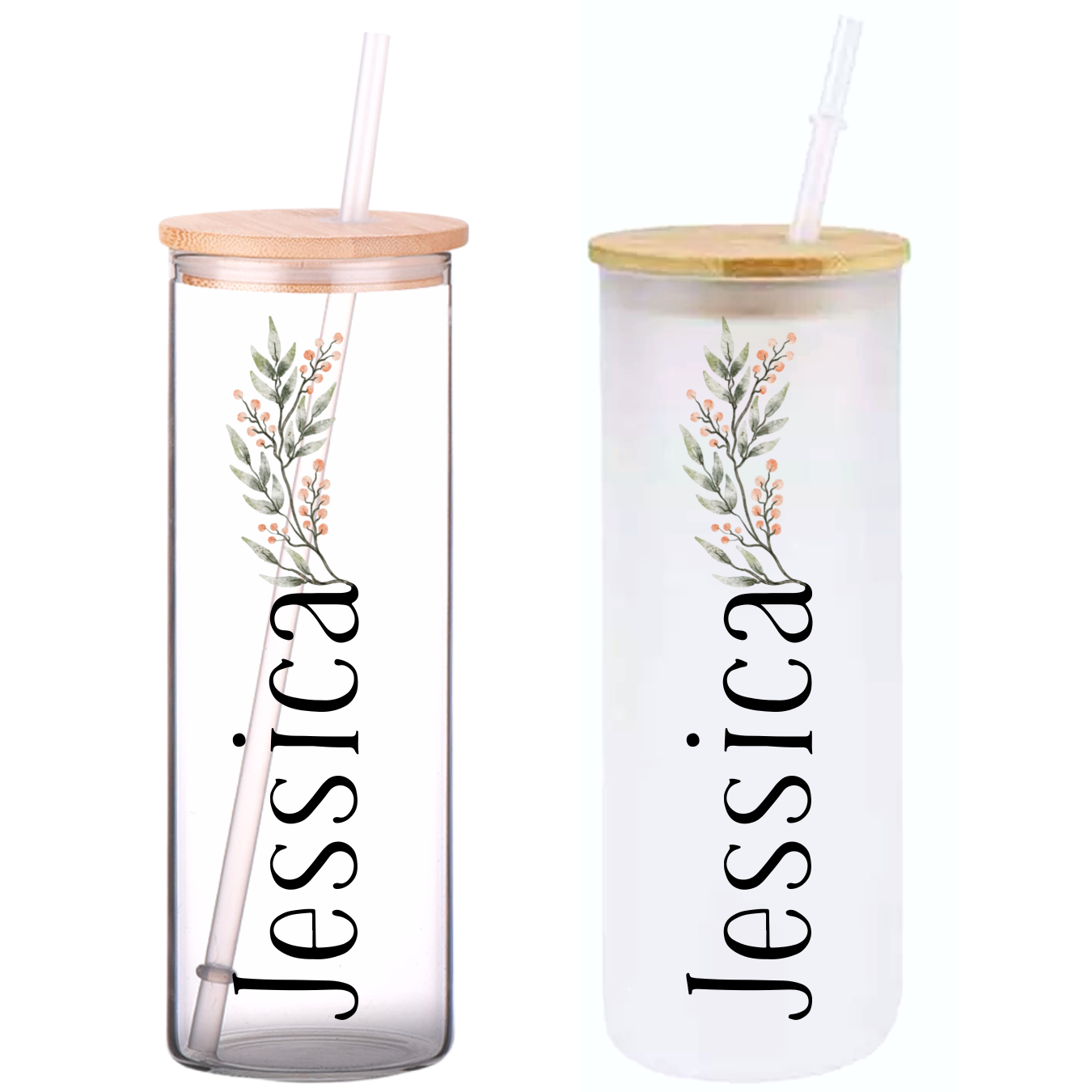 Watercolor Personalized Name on 25oz Frosted Glass Tumbler