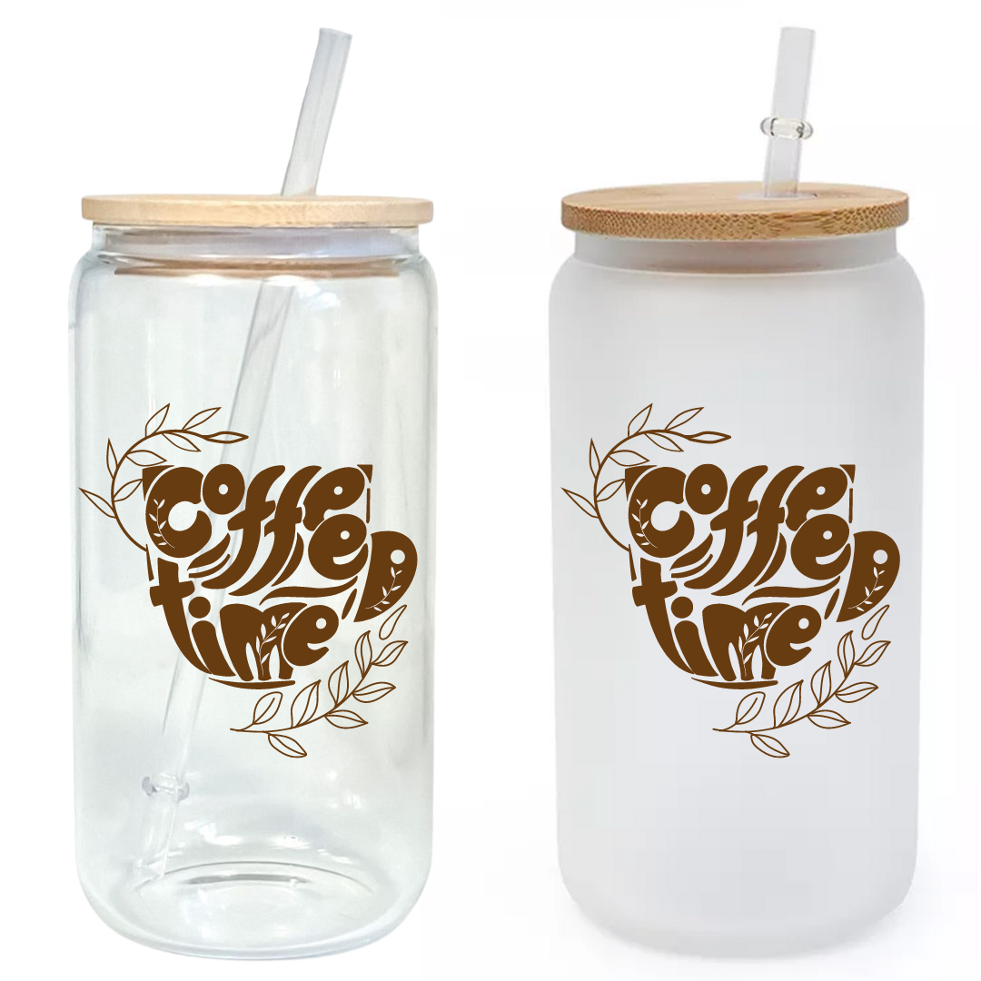 Glass Tumbler with Bamboo Lid – Coco Stripes