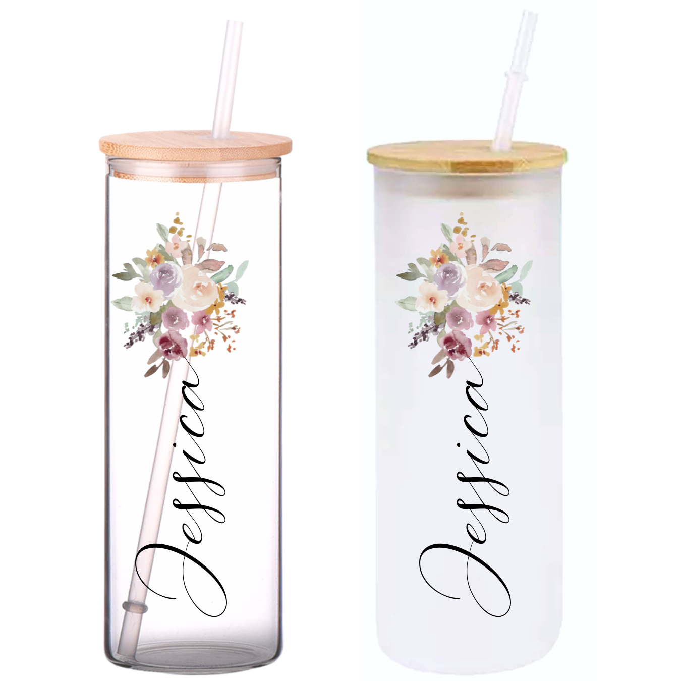 Personalized Glass Can Tumbler with Lid and Straw – Plant Box Co