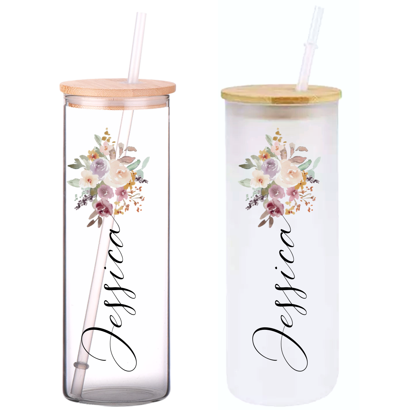 Daily Affirmation Glass Tumbler with Bamboo Lid and Straw – Modern