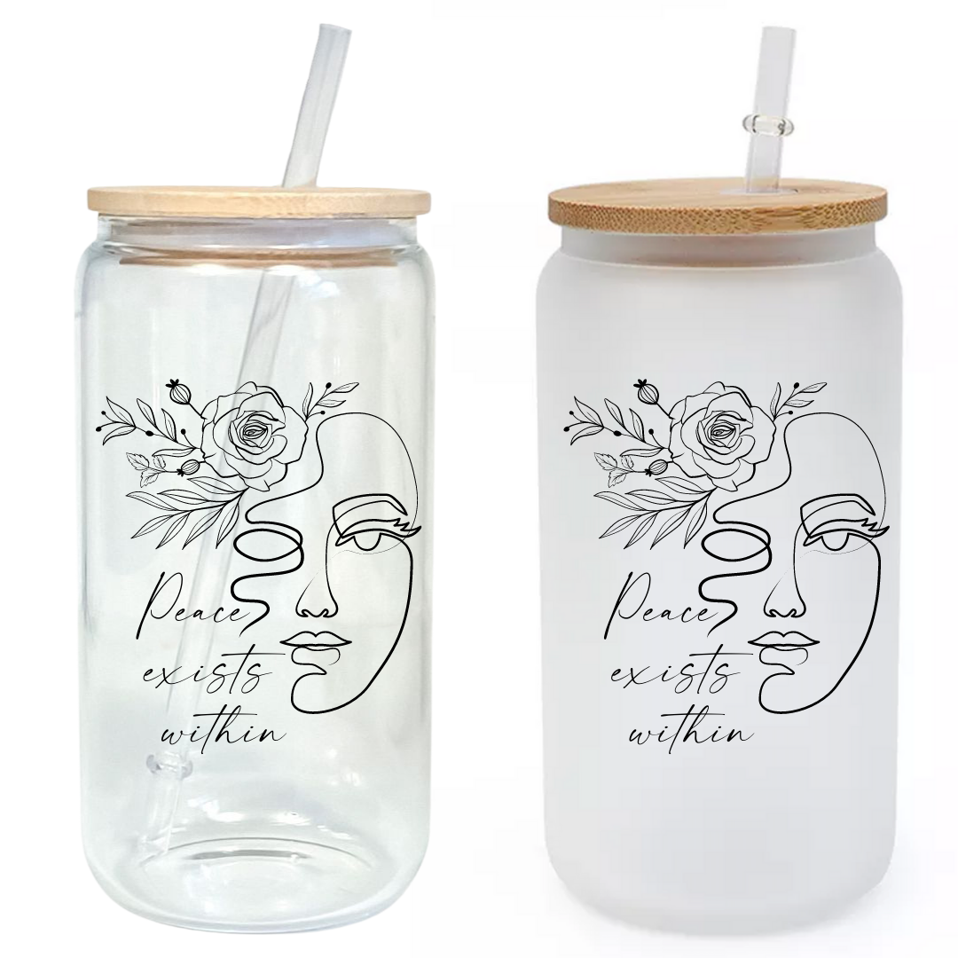 I Am Enough Glass Tumbler with Bamboo Lid & Straw