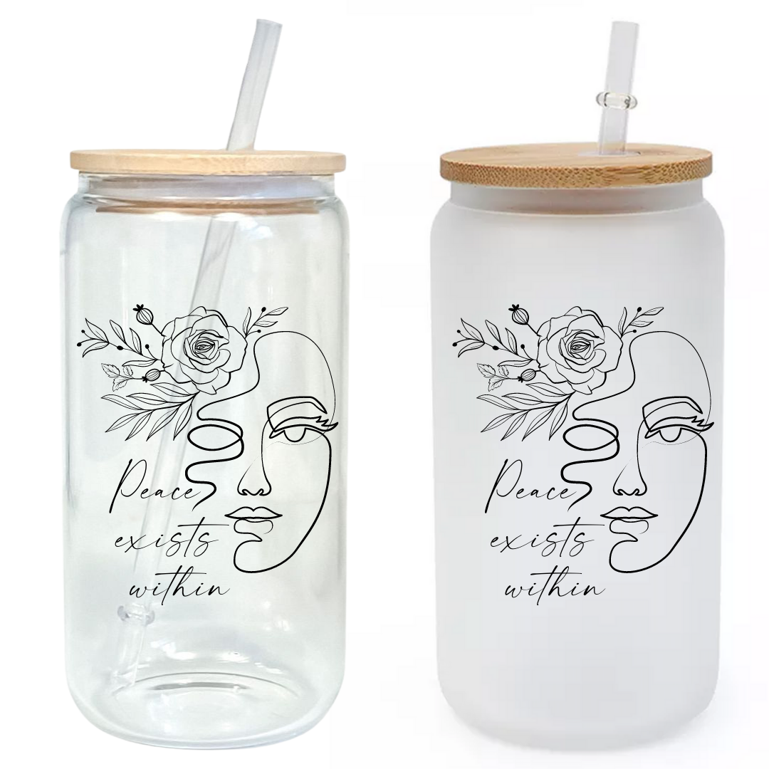 Custom Glass Can Tumbler with Lid & Straw – Achy Smile Shop