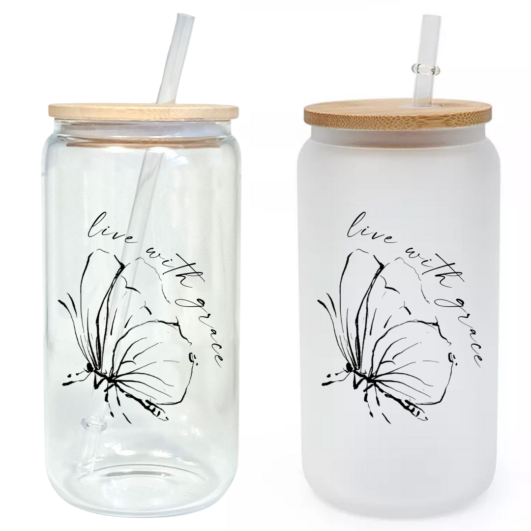 IN STOCK SALE Live Your Purpose Glass Tumbler with Bamboo Lid