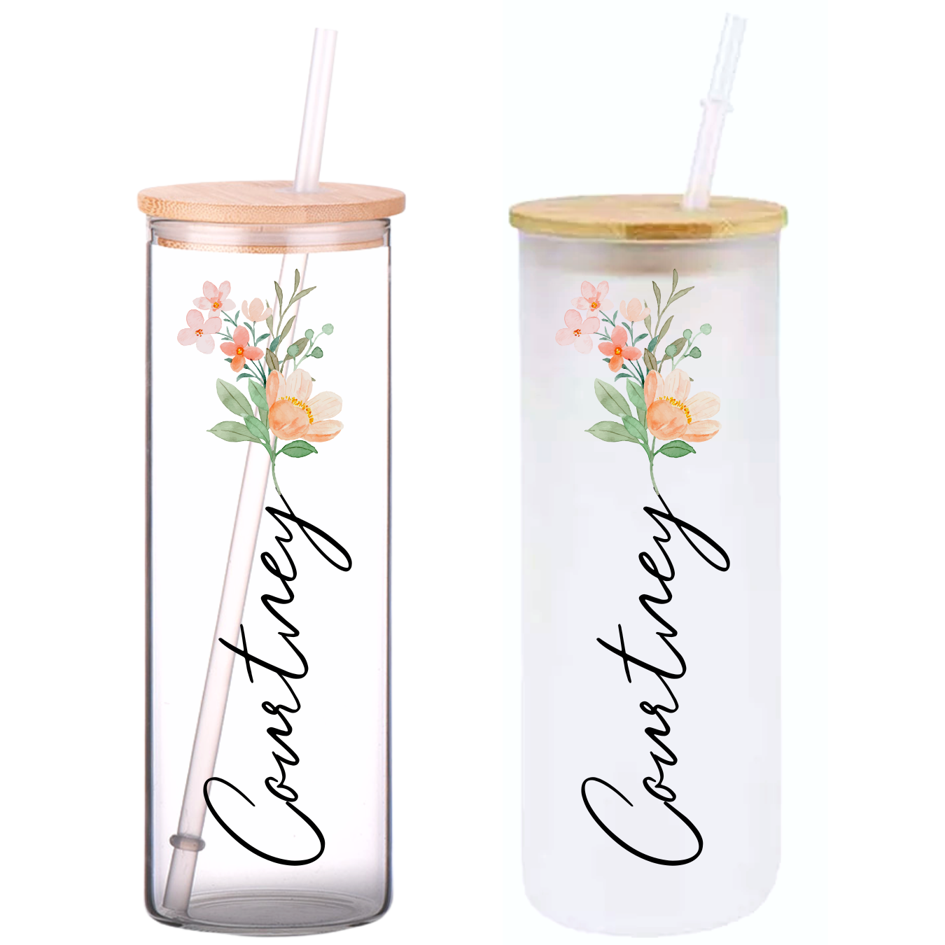 Humming Bird Sunset 16oz Glass Tumbler with Bamboo Lid & Straw for Ice –  Modern Lifestyle Gifts