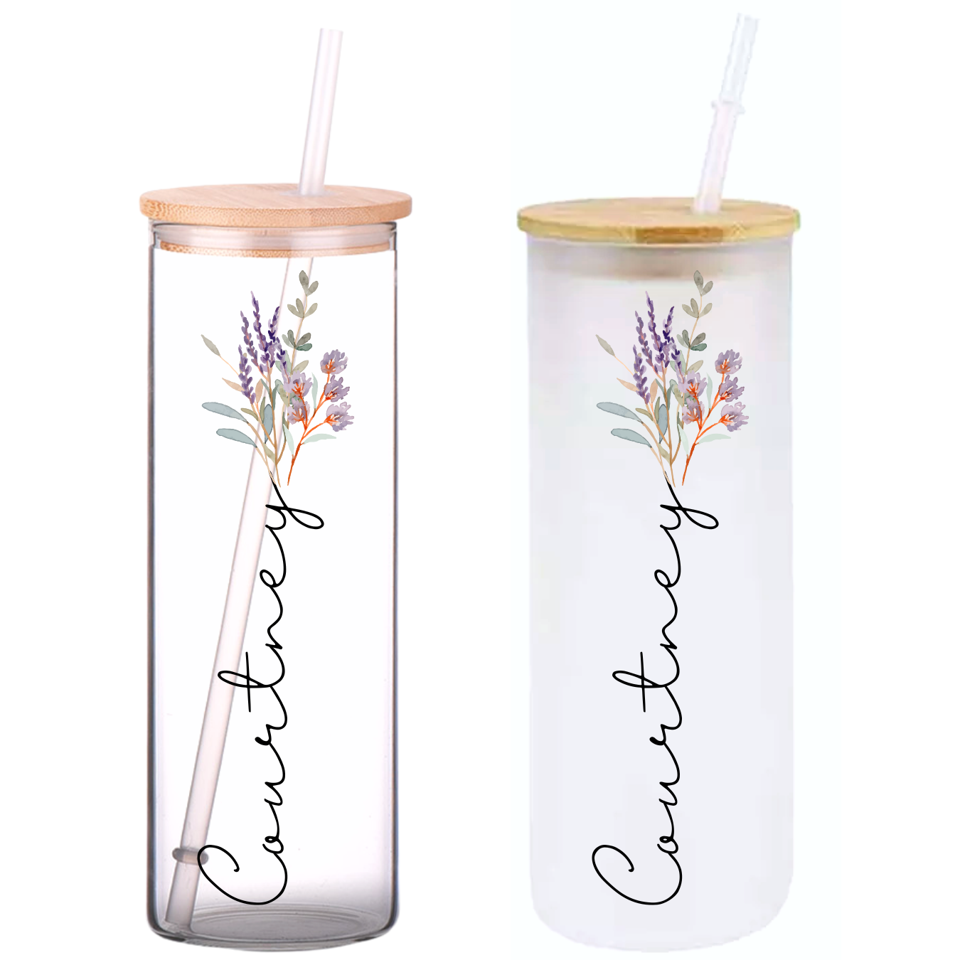 Custom Glass Can Tumbler with Lid & Straw – Achy Smile Shop