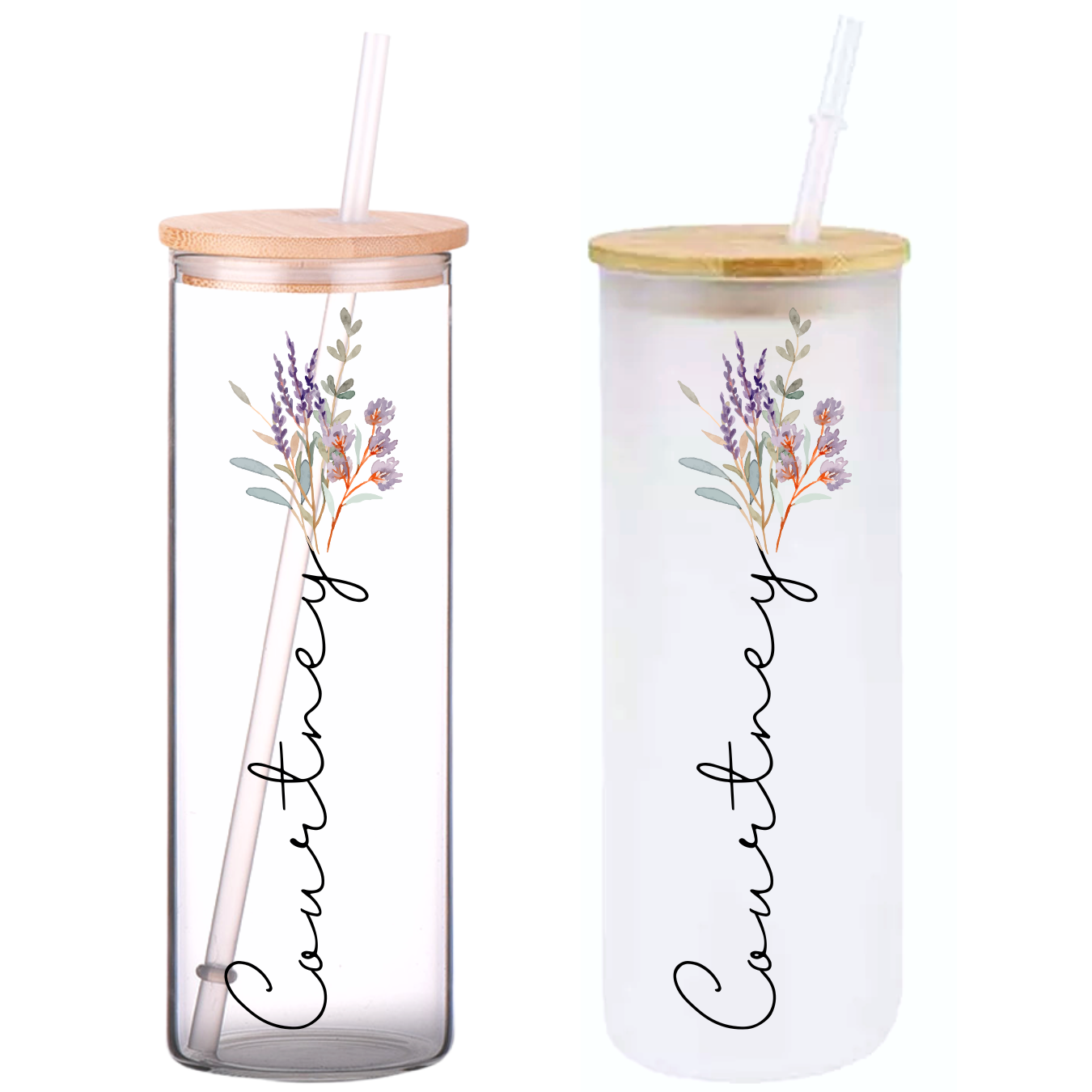 Humming Bird Sunset 16oz Glass Tumbler with Bamboo Lid & Straw for Ice –  Modern Lifestyle Gifts