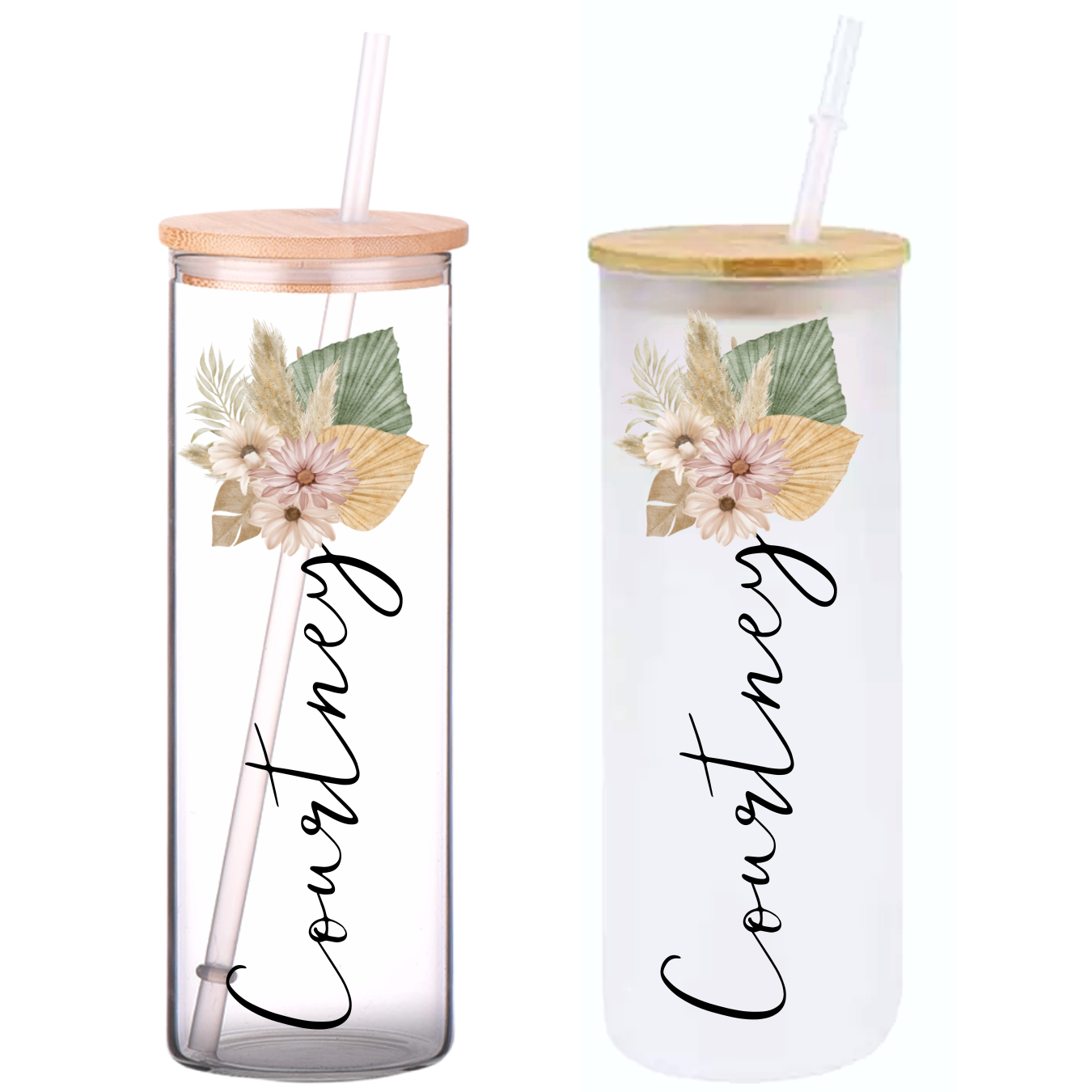 Daily Affirmation Glass Tumbler with Bamboo Lid and Straw – Modern