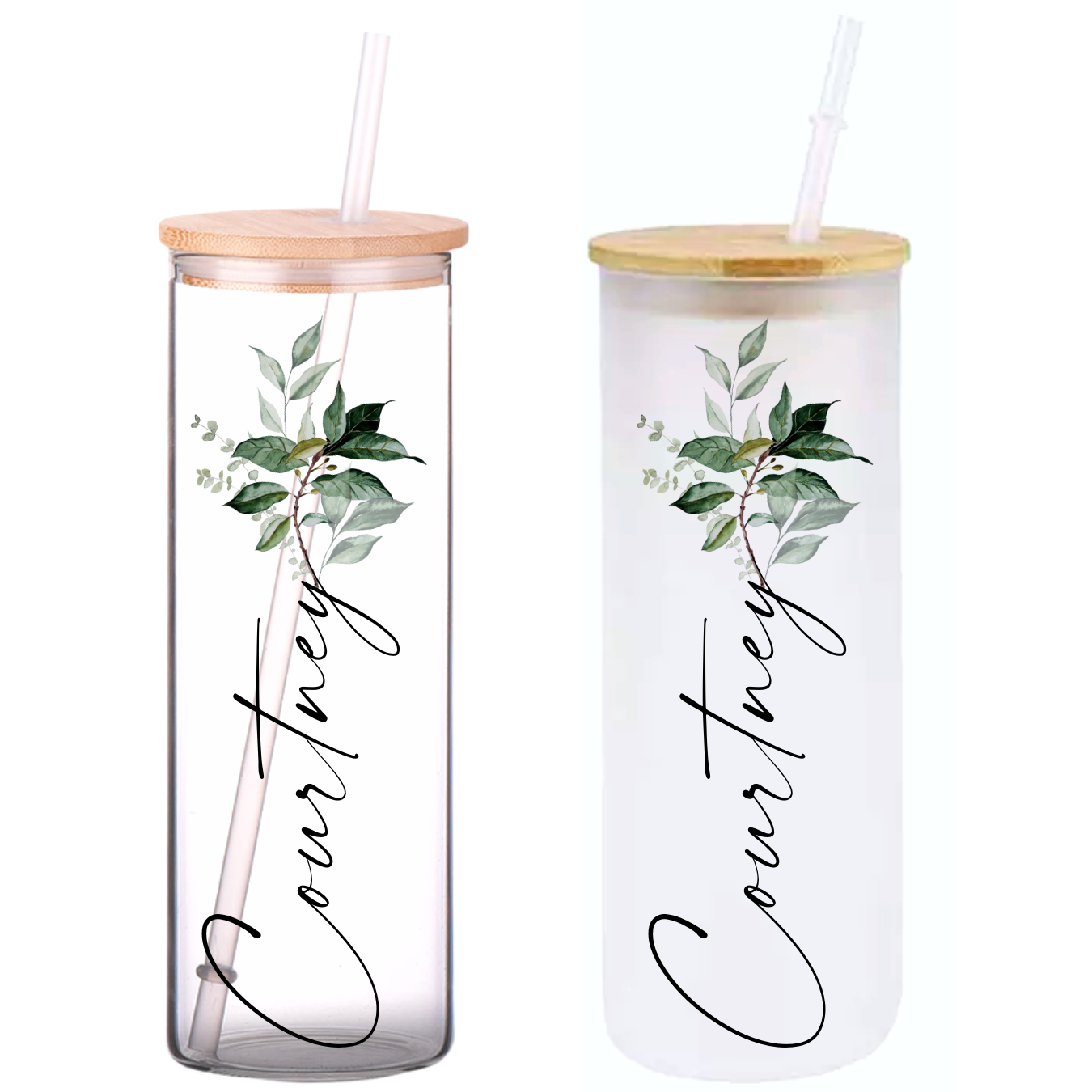 Daily Affirmation Glass Tumbler with Bamboo Lid and Straw – Modern