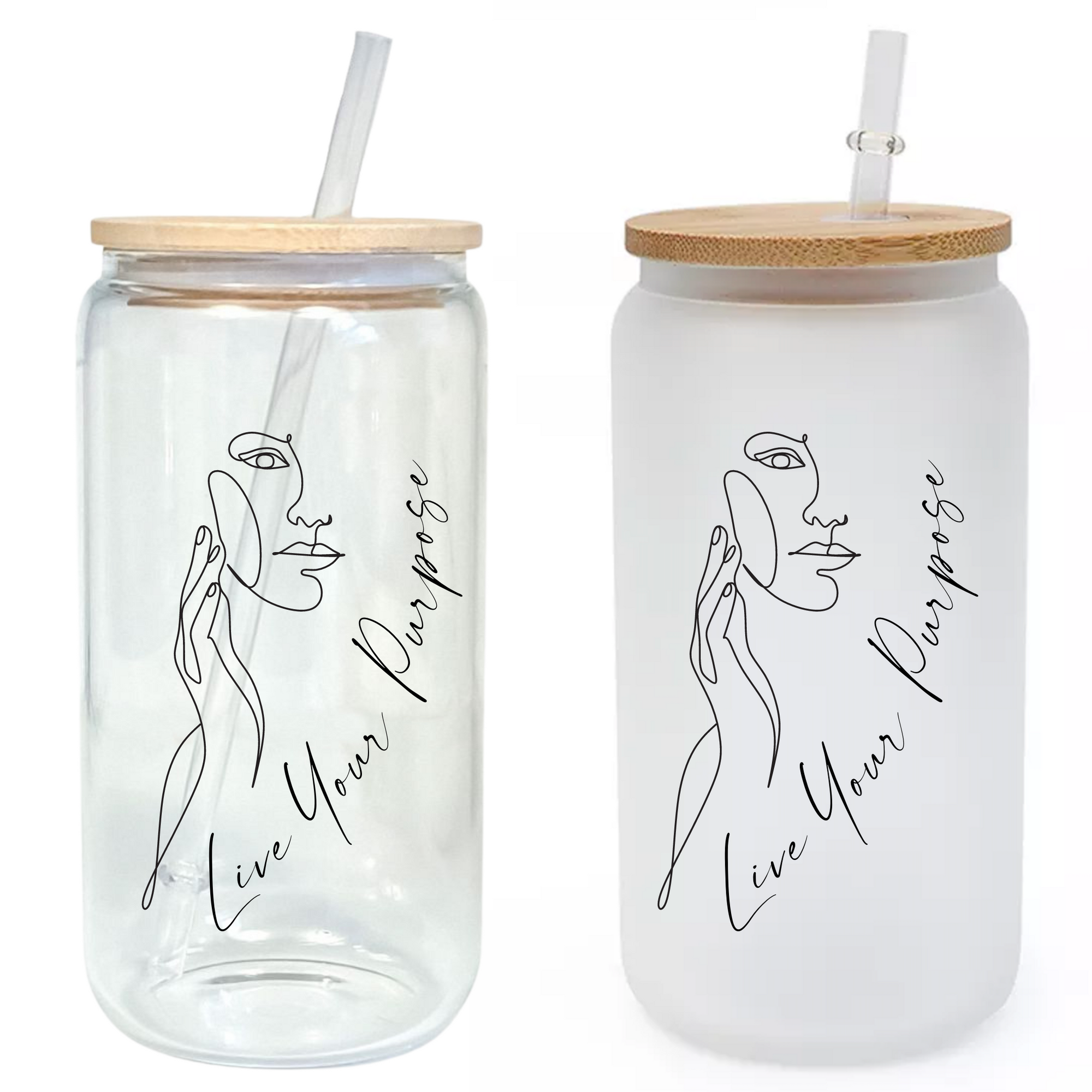 Glass Tumbler with Straw