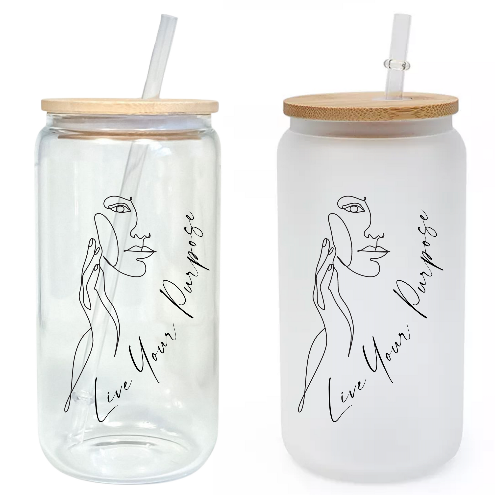 Custom Personalized glass tumbler with bamboo lid and straw- 25 oz