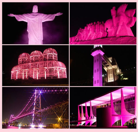 Monumentos brasileiros iluminados de rosa