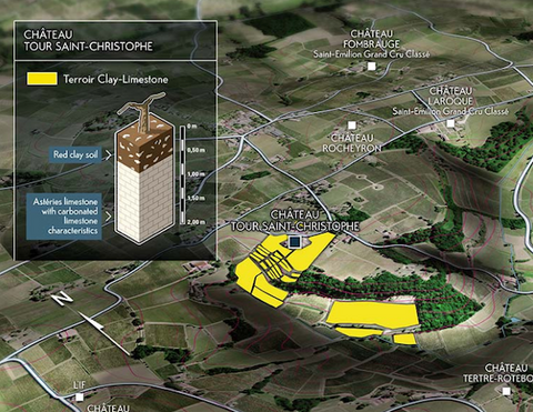 Vineyard map of Chateau Tour Saint Christophe