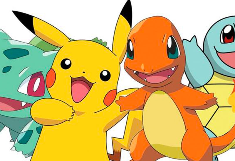 Pokémon Plush Characters Pikachu, Bulbasaur, Squirtle and Charmander