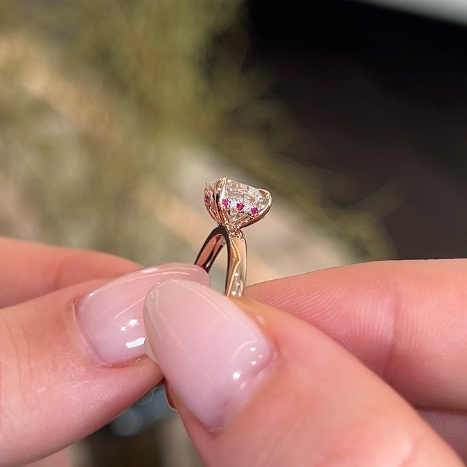 The Luise Ring - Featuring an Alternating Ruby and Moissanite Hidden Halo