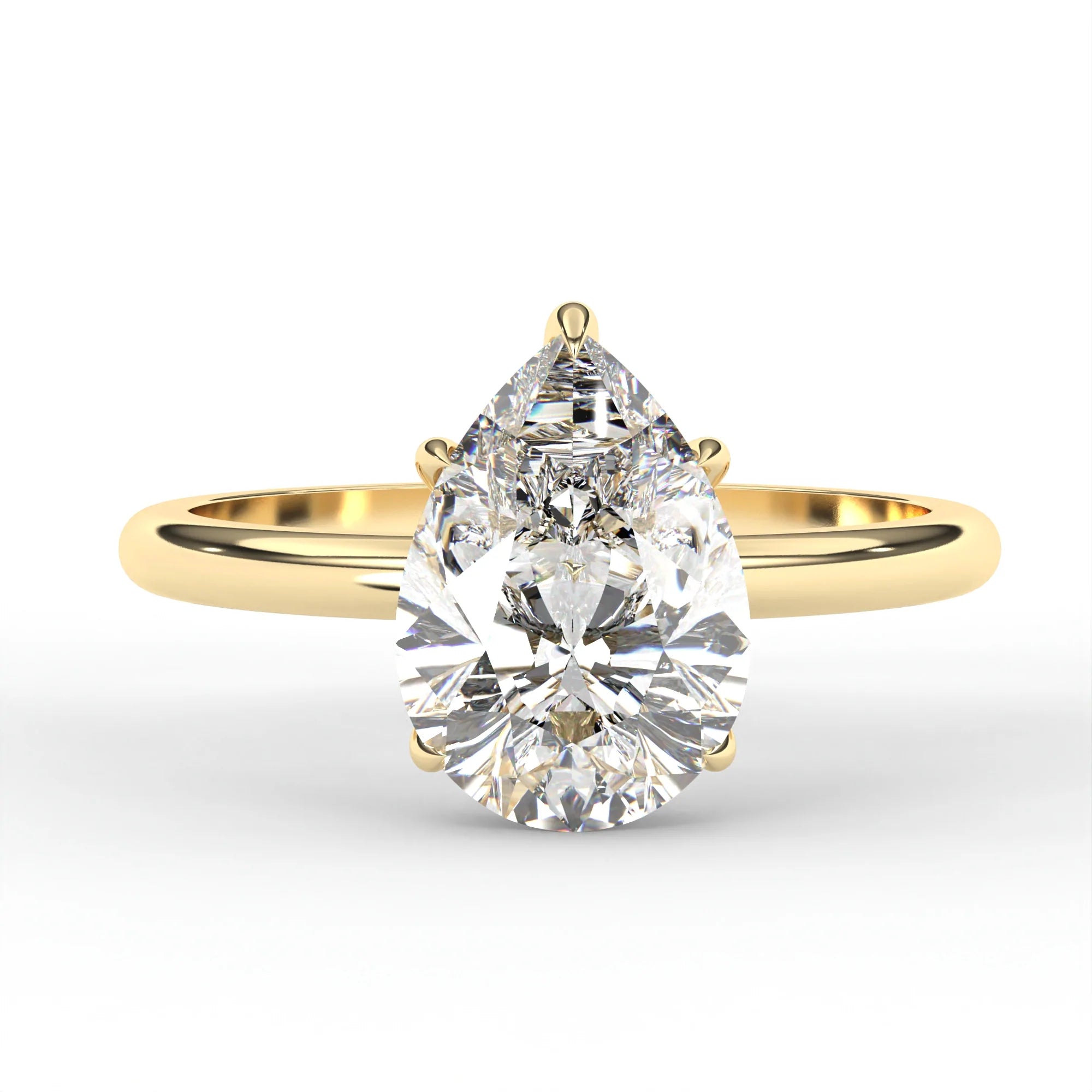 Prong Setting - Five Prong Pear Solitaire