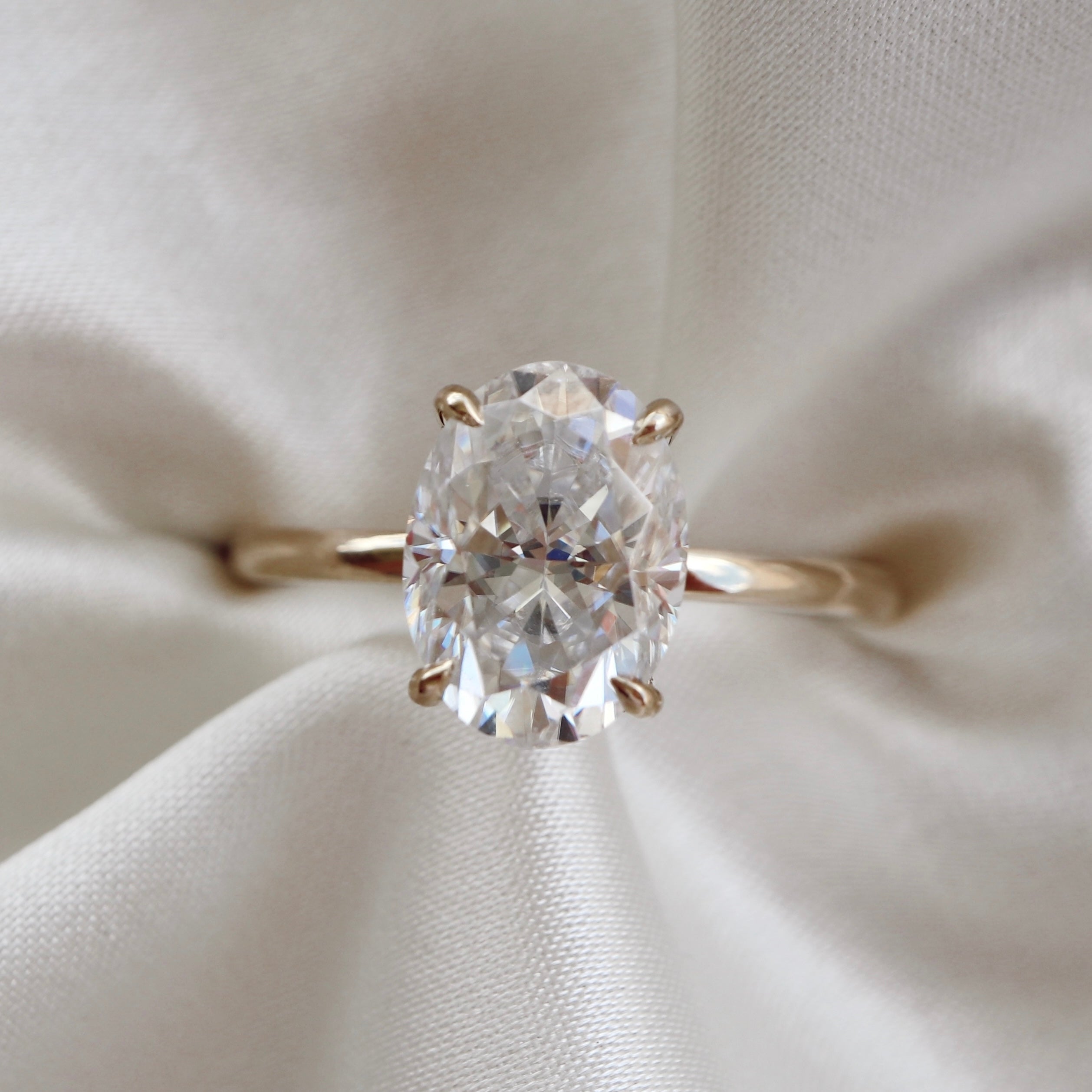 Crushed Ice Faceting - Moissanite Engagement Ring