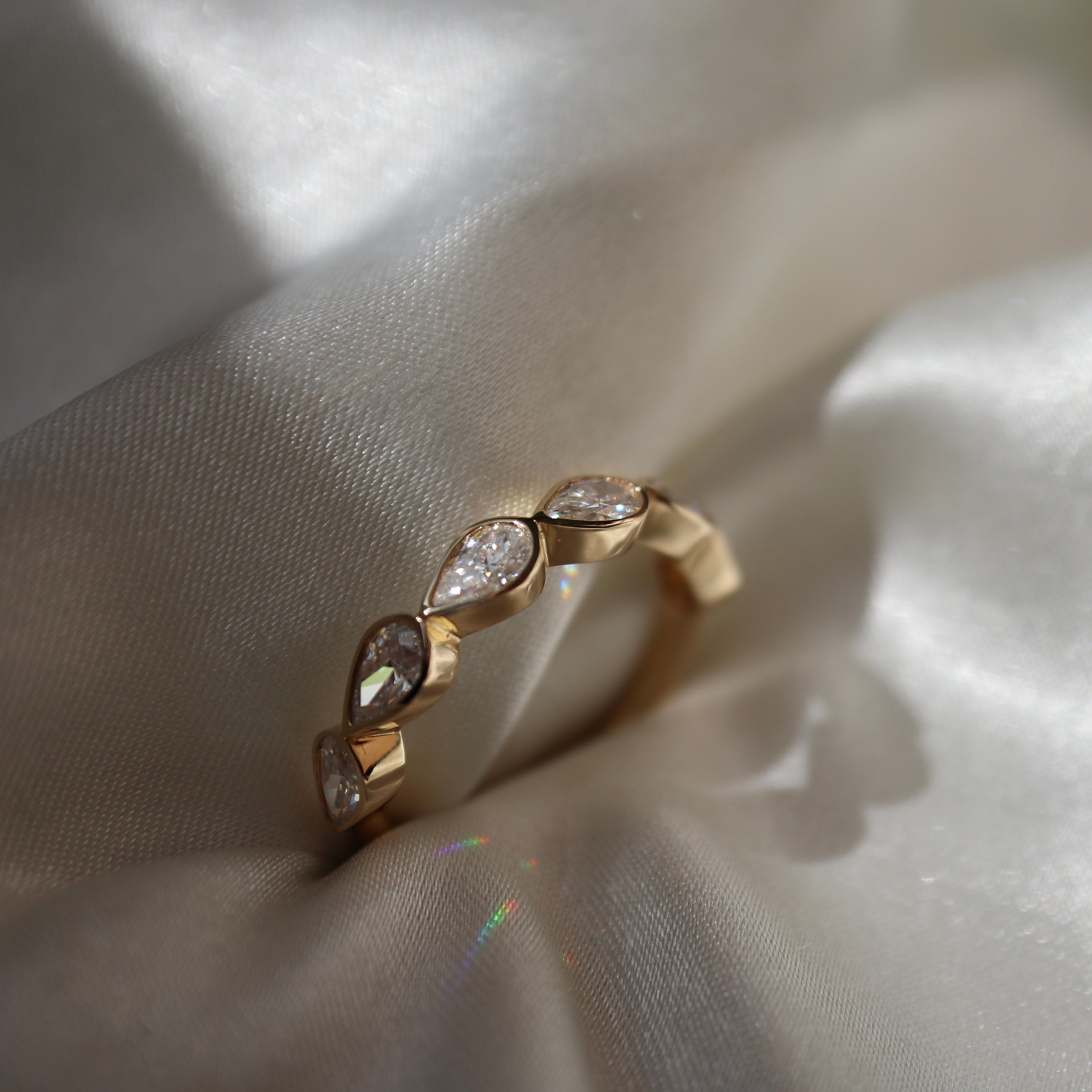 Bezel Ceremonial Wedding Ring - Pear Cut