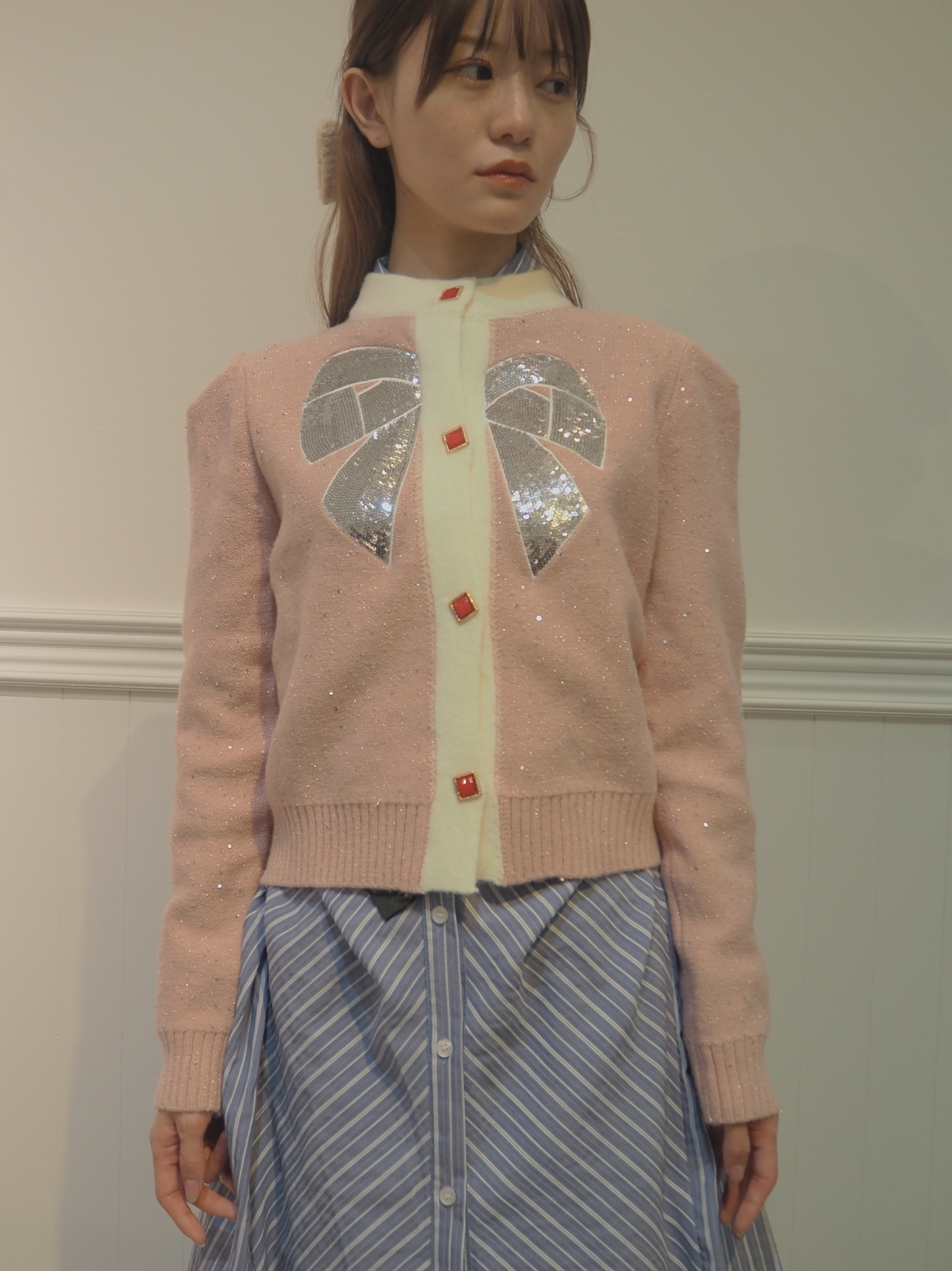 Chidori Ribbon Motif Waisted Coat 千鳥リボンモチーフウエストコート