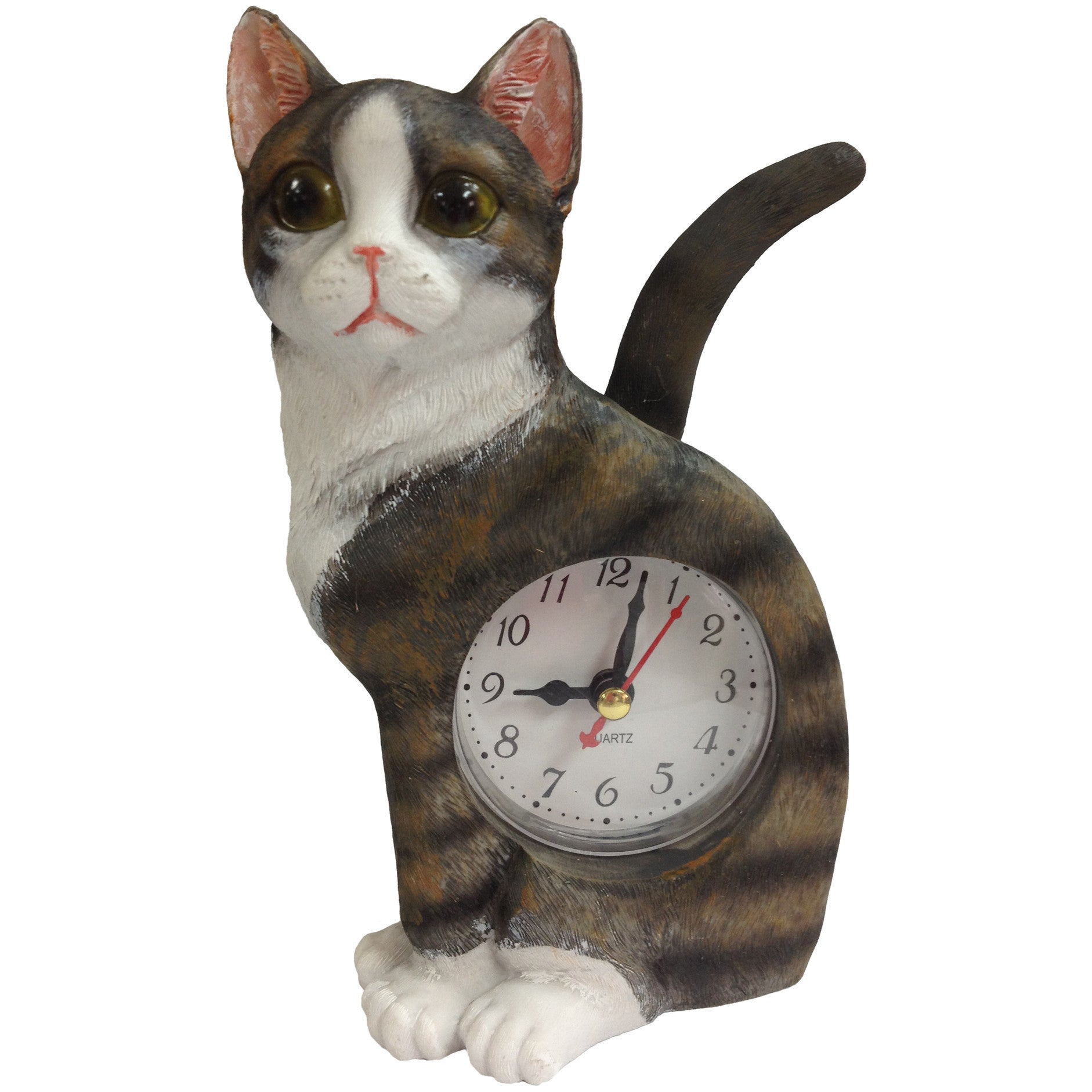 Swinging Tail Cat Gray Clock