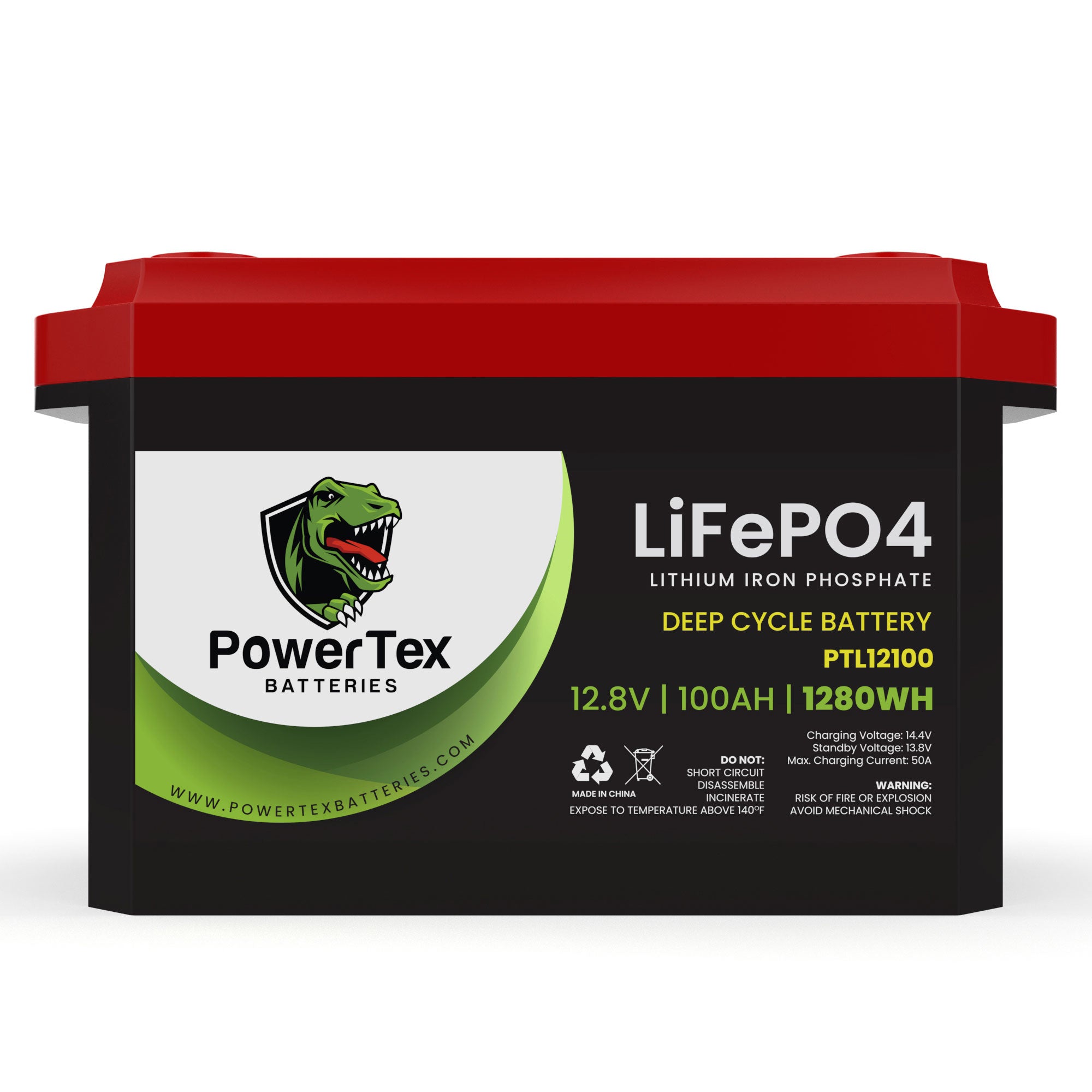 PowerTex Batteries 12V 100Ah LiFePO4 Lithium Iron Phosphate Battery