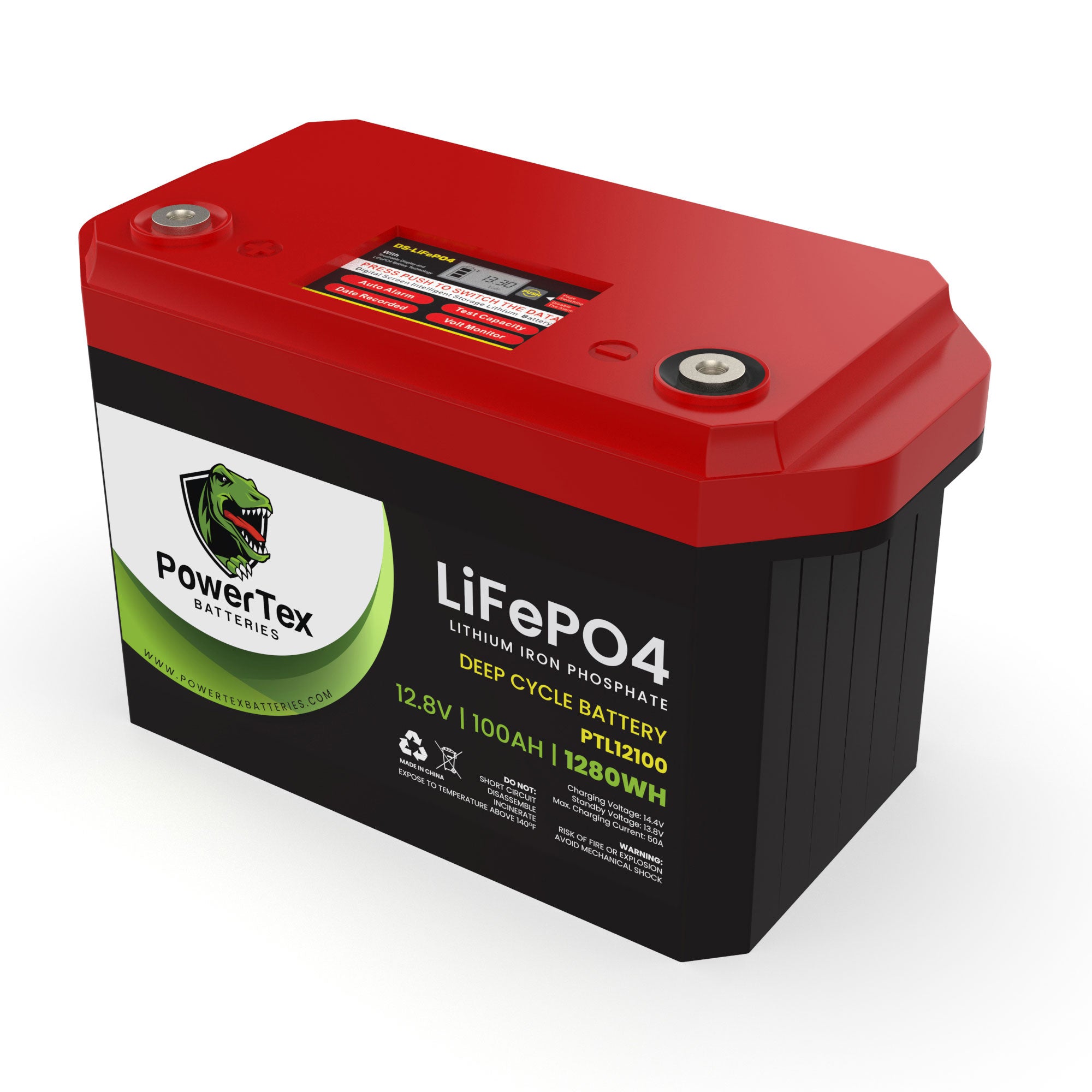 PowerTex Batteries 12V 100Ah LiFePO4 Lithium Iron Phosphate Battery