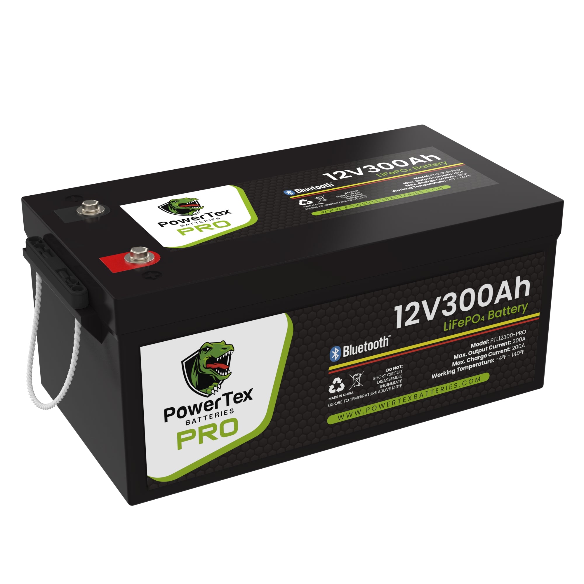 PowerTex Batteries PRO 12V 300Ah LiFePO4 Bluetooth Lithium Iron Phosphate Battery