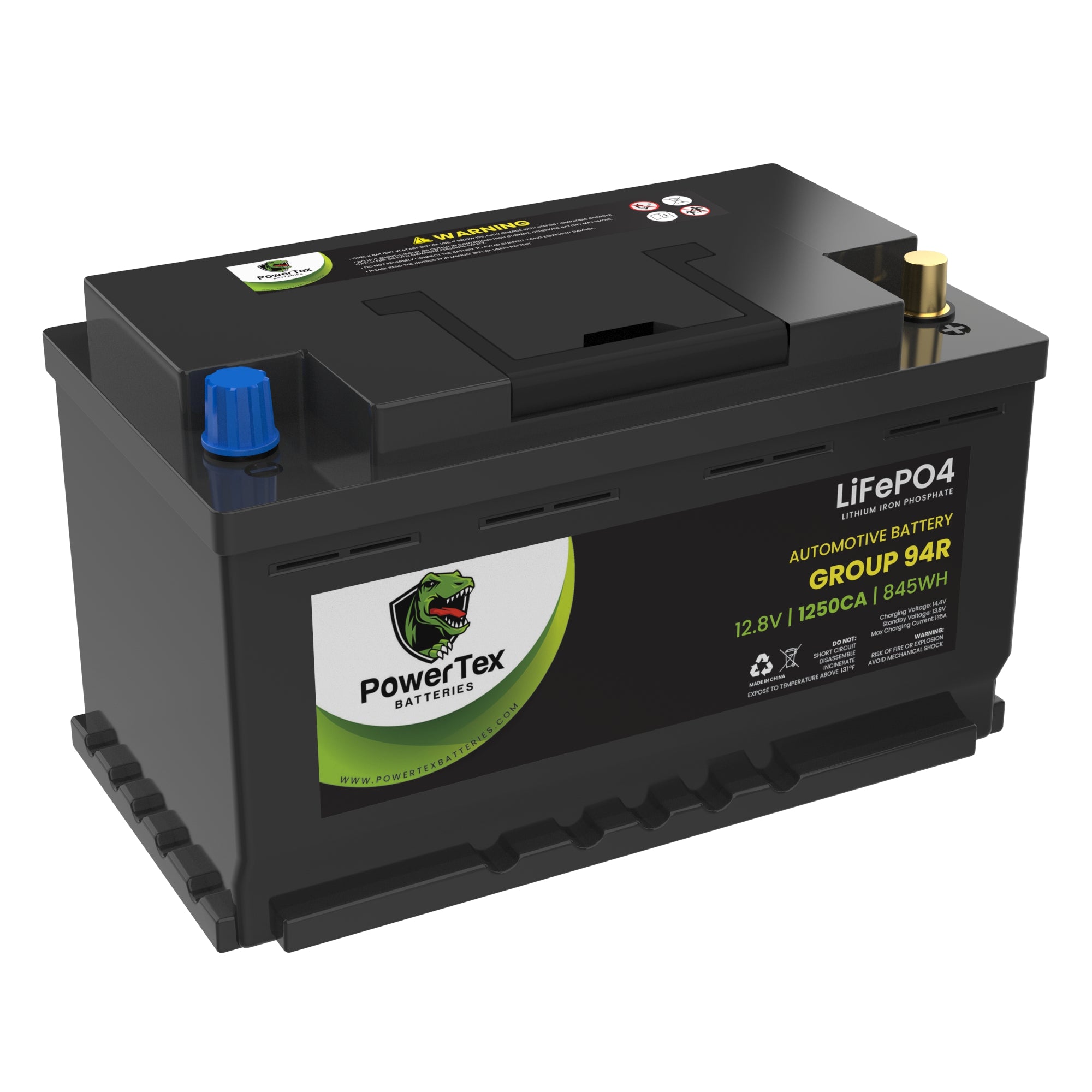 PowerTex Batteries BCI Group 94R / H7 Lithium LiFePO4 Automotive