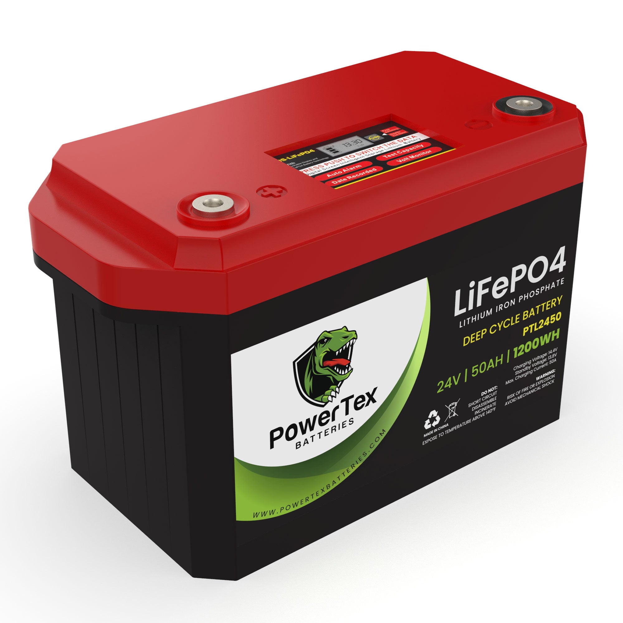 PowerTex Batteries 24V 50Ah LiFePO4 Lithium Iron Phosphate Battery