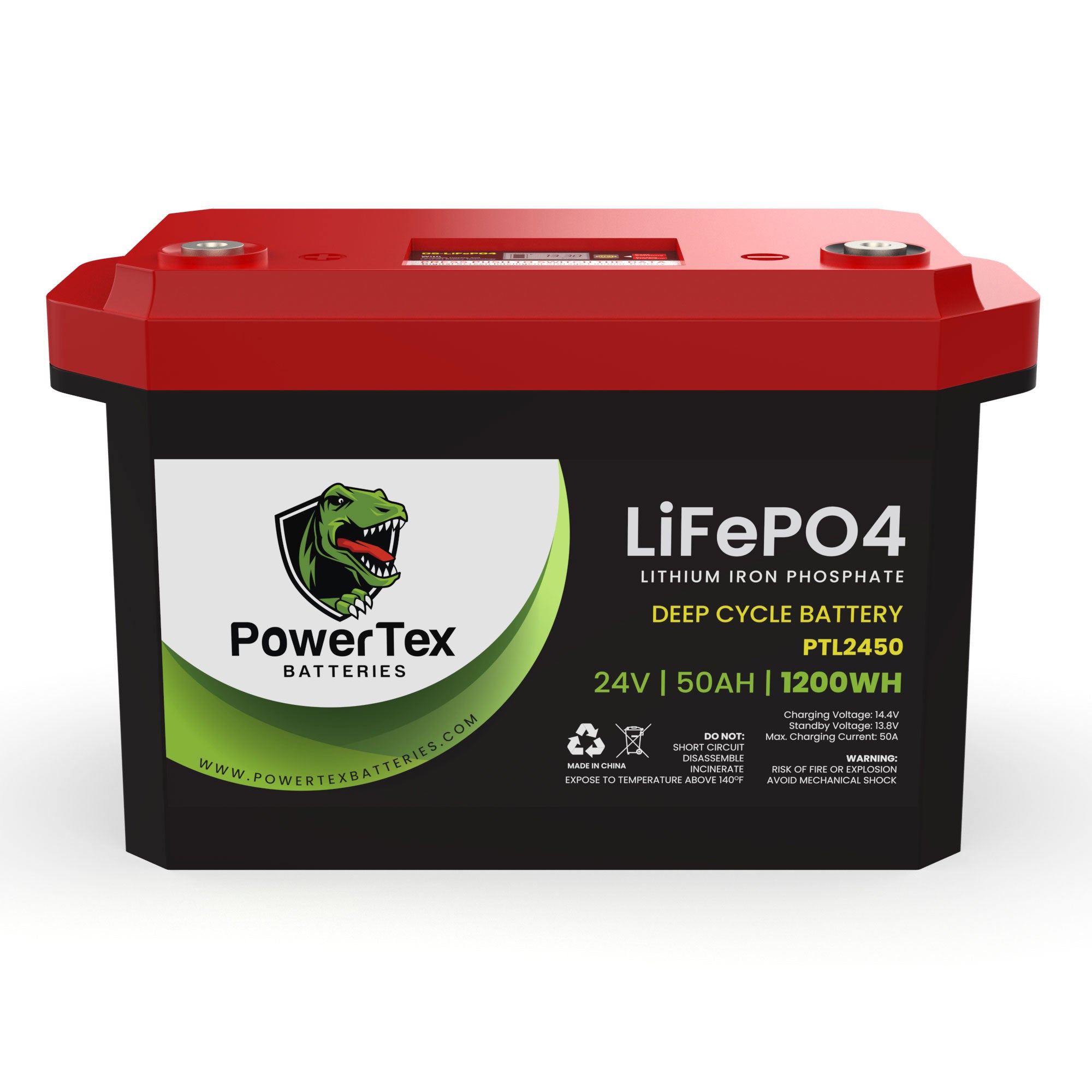 PowerTex Batteries 24V 50Ah LiFePO4 Lithium Iron Phosphate Battery