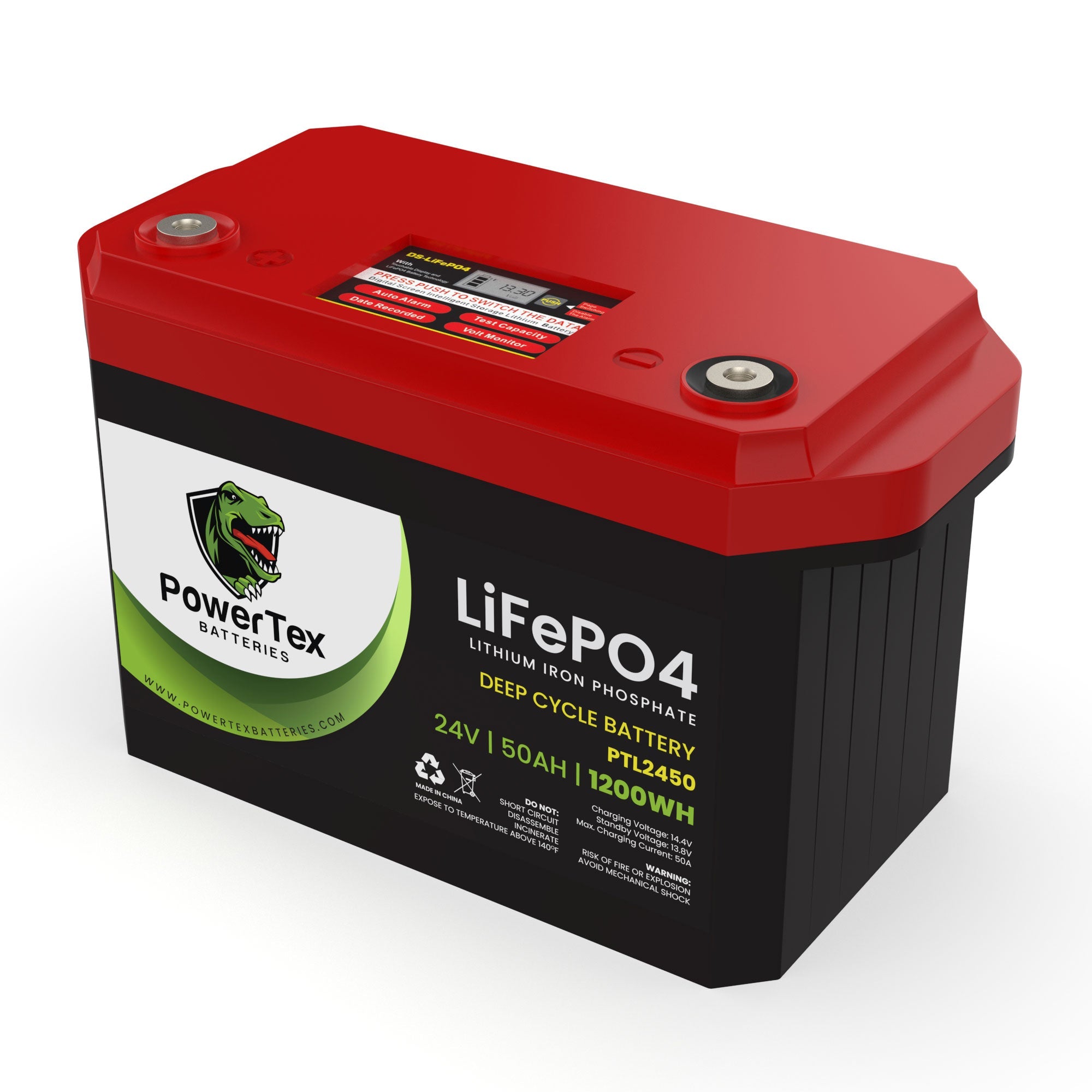 PowerTex Batteries 24V 50Ah LiFePO4 Lithium Iron Phosphate Battery