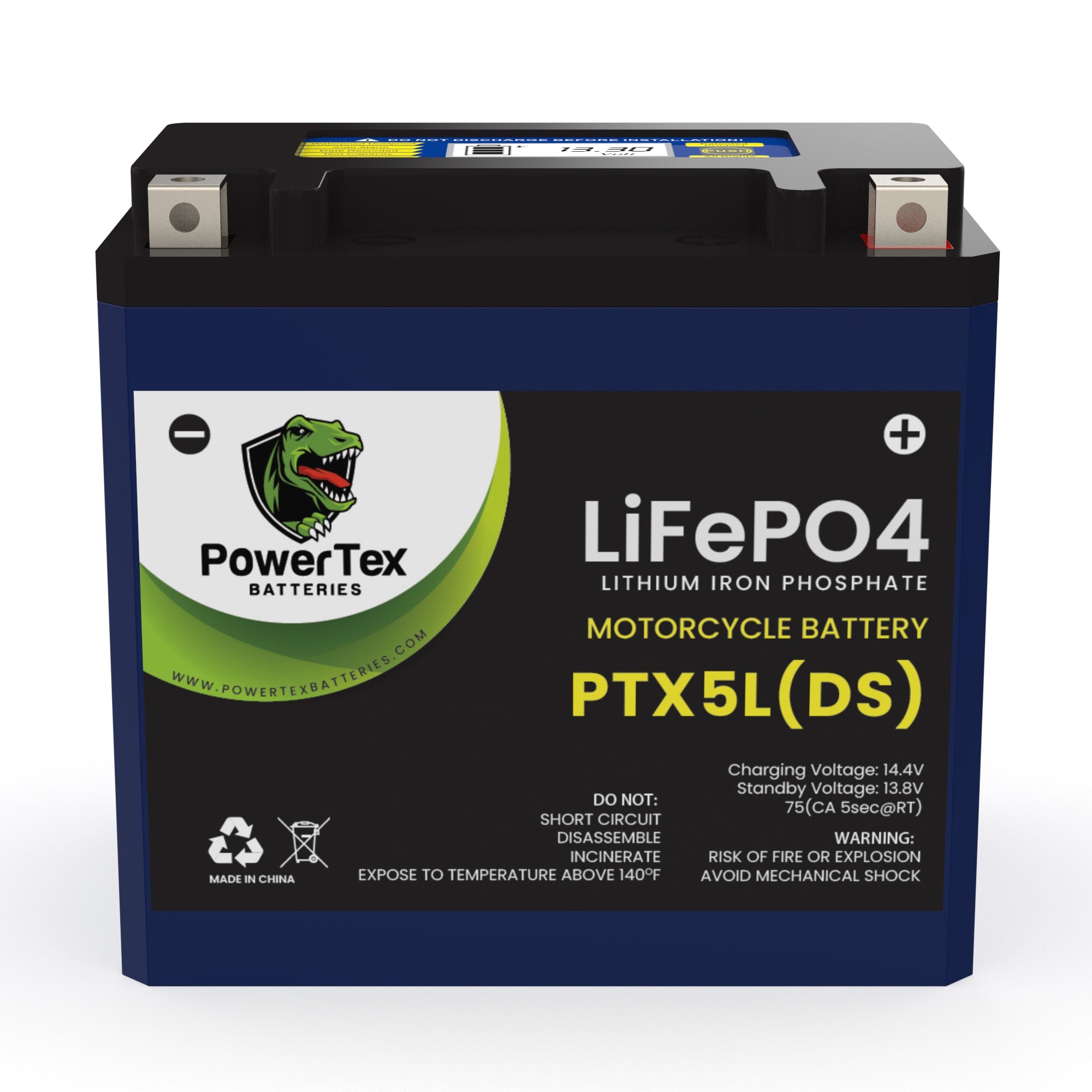 PowerTex Batteries YTX5L-BS LiFePO4 Lithium Iron Phosphate Motorcycle Battery