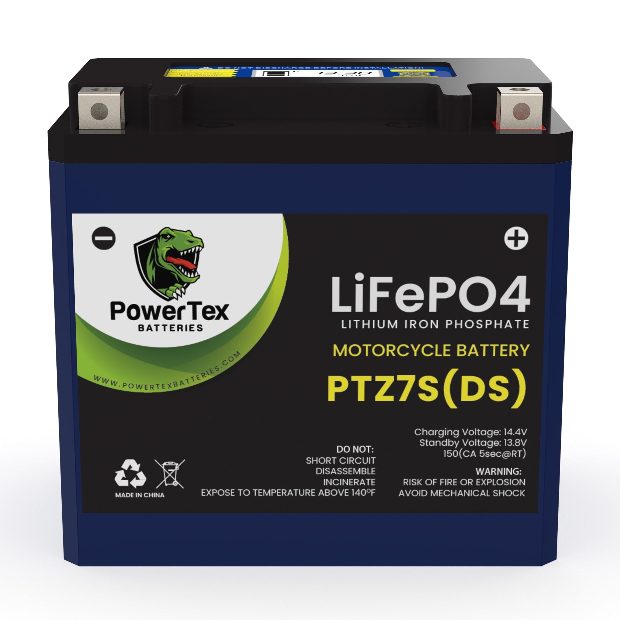 PowerTex Batteries YTZ7S LiFePO4 Lithium Iron Phosphate Motorcycle Battery